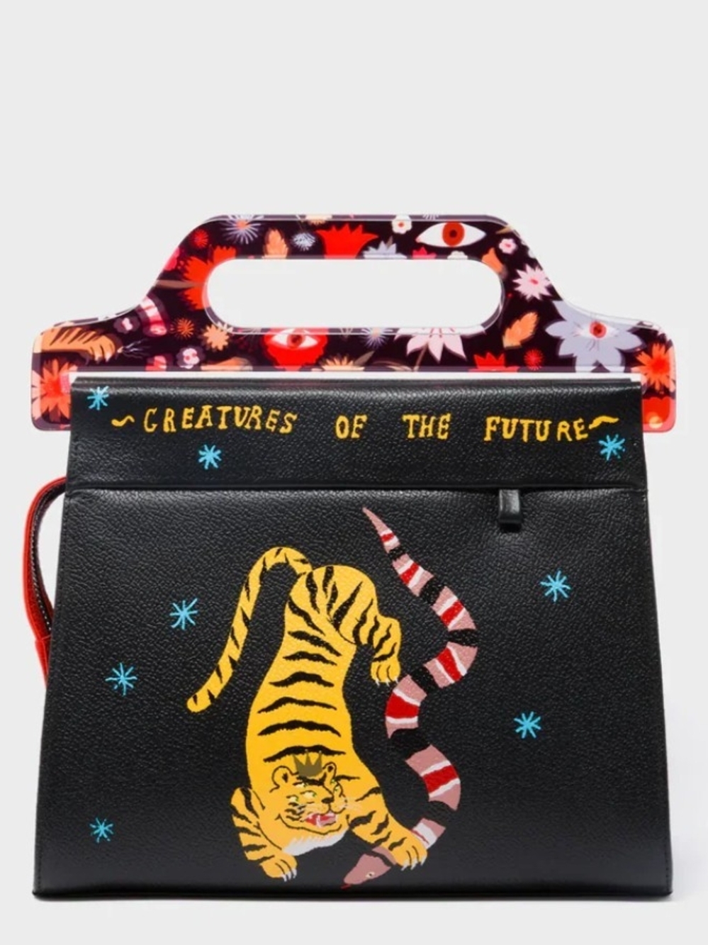 Creatures of the Future Black Tiger Print Top-Handle Crossbody Bag